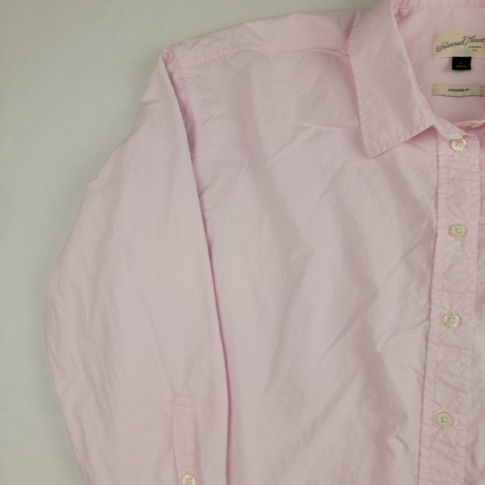 Universal Thread Womens Pink Oversized Fit Cotton Button Down Shirt Size L - Picture 4 of 11